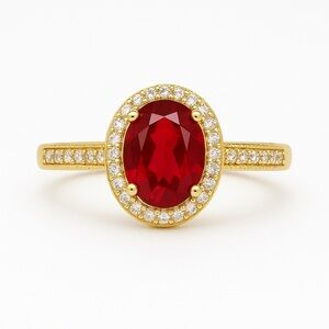 ⚜️ Elegant Gold and Red Gemstone Ring
